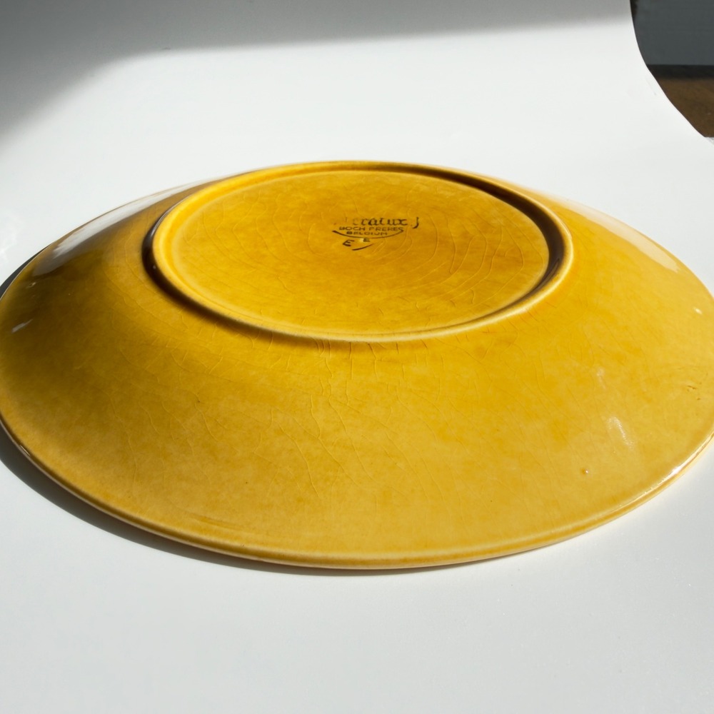 Boch Freres Keratux Divided Plate Ceramic Yellow 9.5in Vintage Belgium MCM - Picture 3 of 9